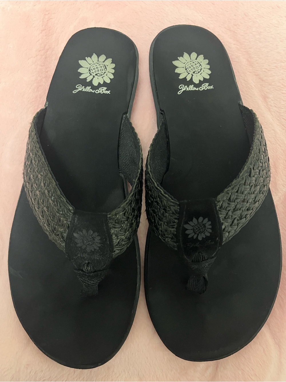 Yellow Box Black Woven Sandals
